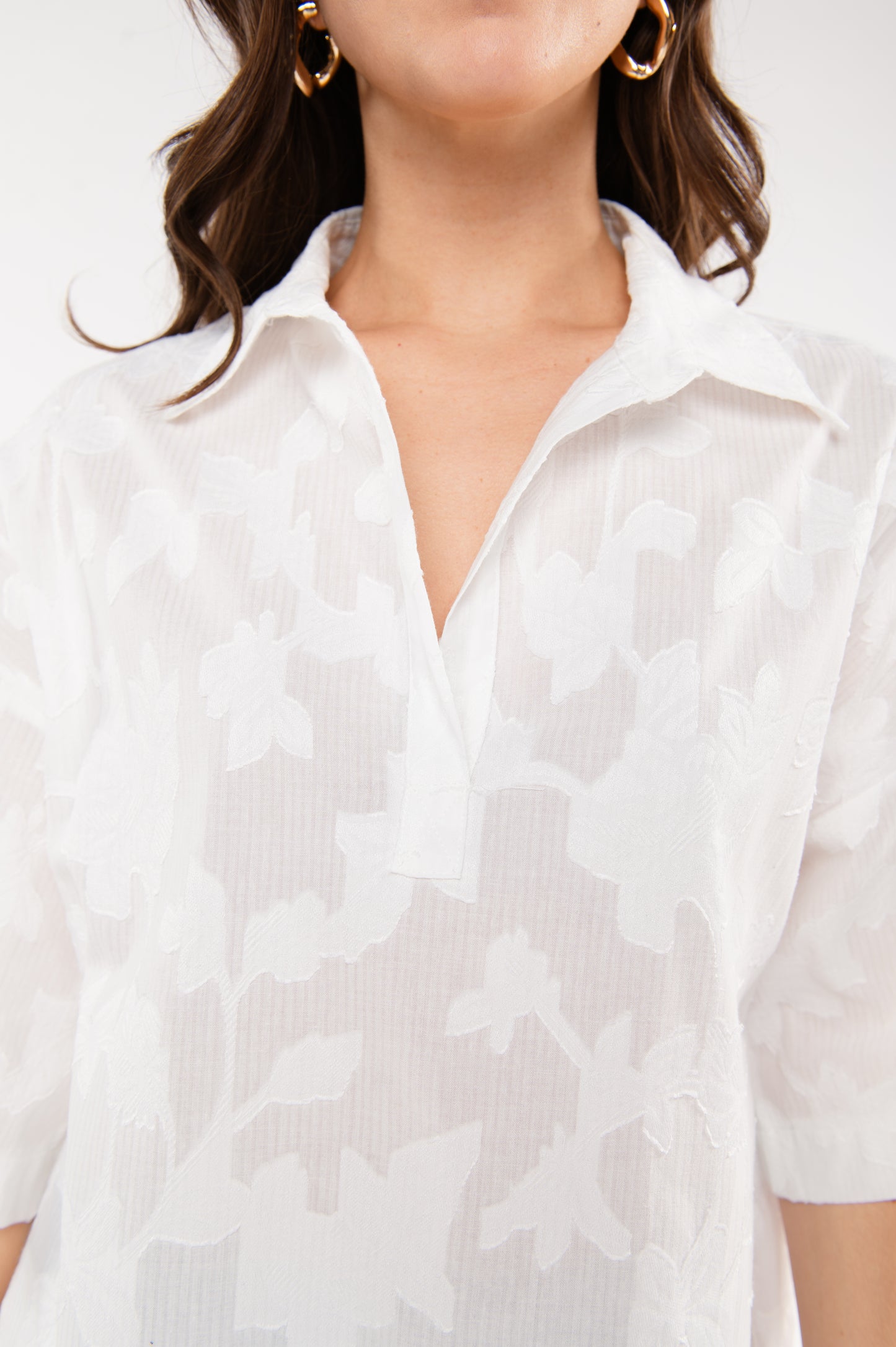 BLOUSE À FLEURS BRODÉE EMMANUELLE BLANCHE