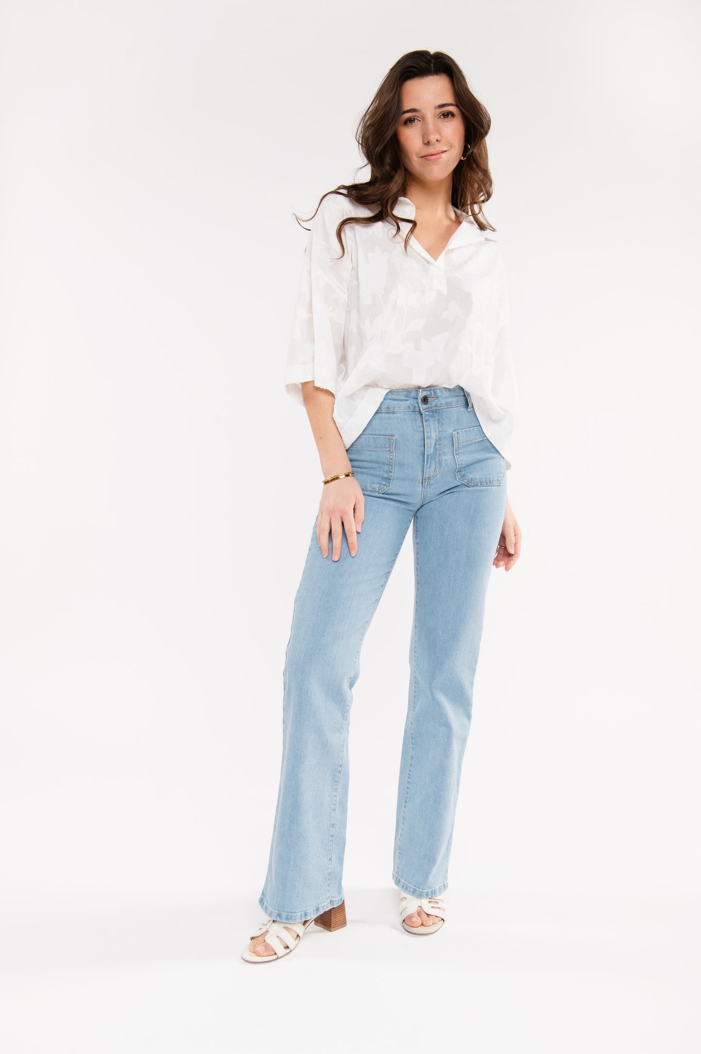 BLOUSE À FLEURS BRODÉE EMMANUELLE BLANCHE