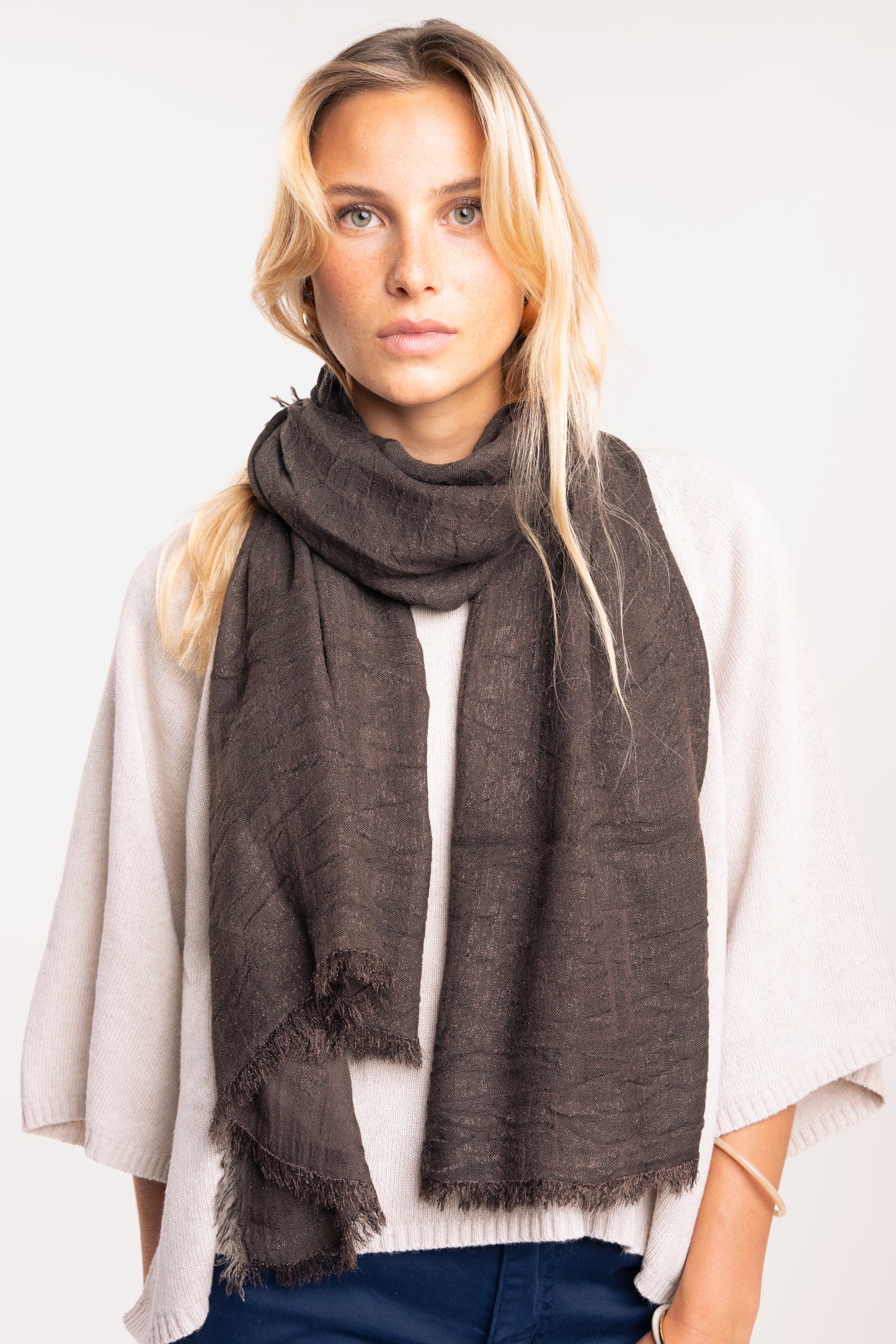 Foulard paillette marron 