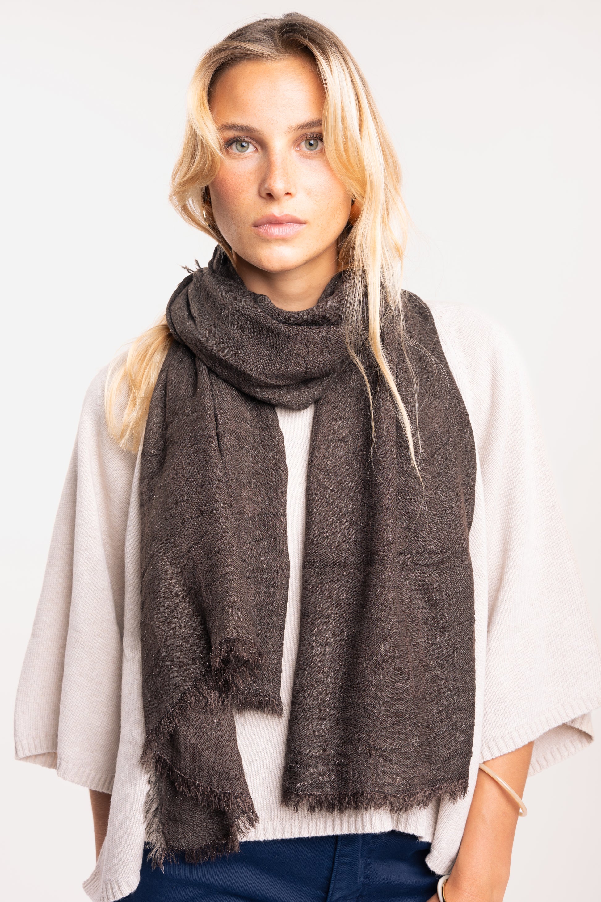 Foulard paillette marron 