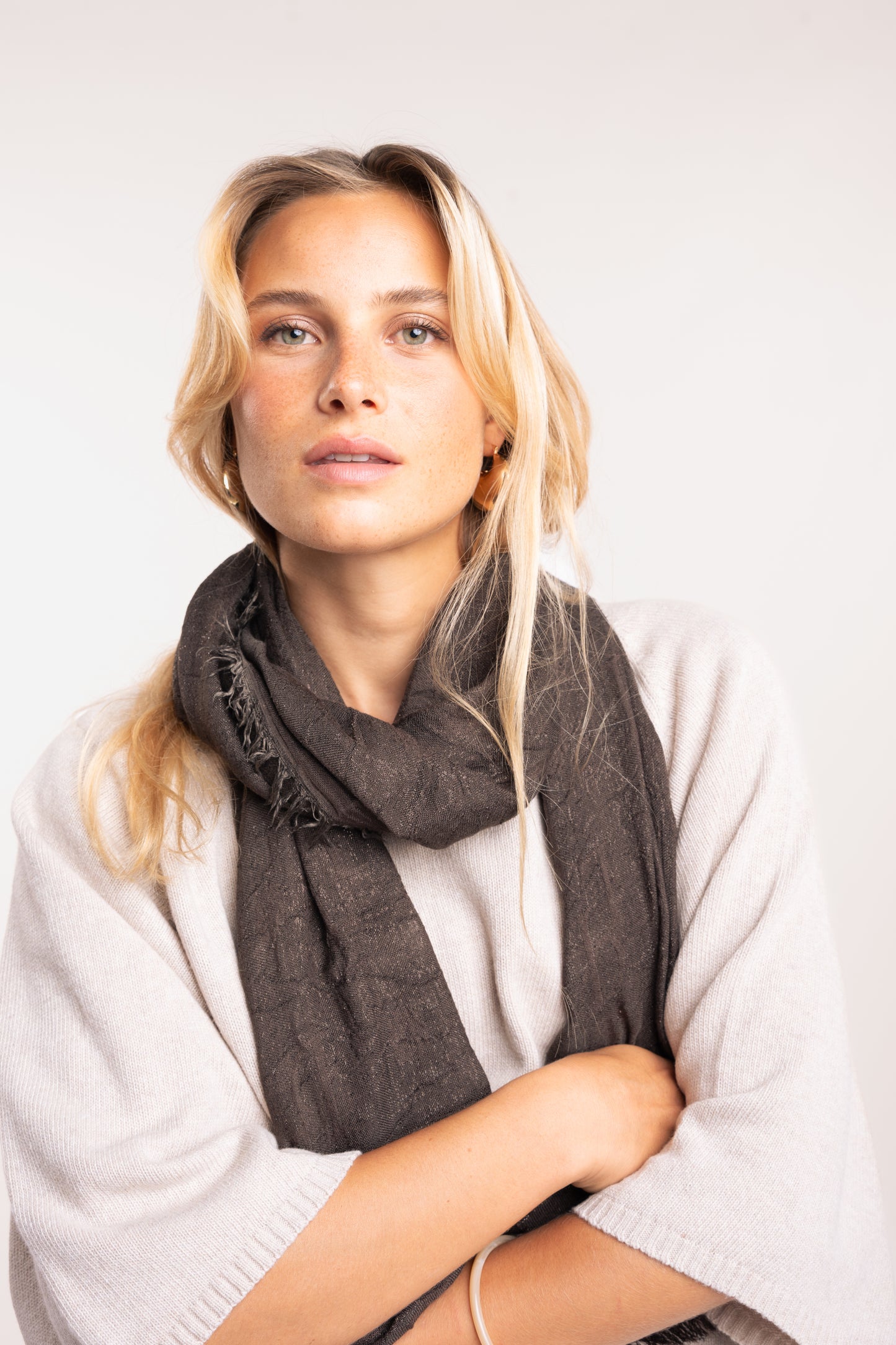 Foulard paillette marron 