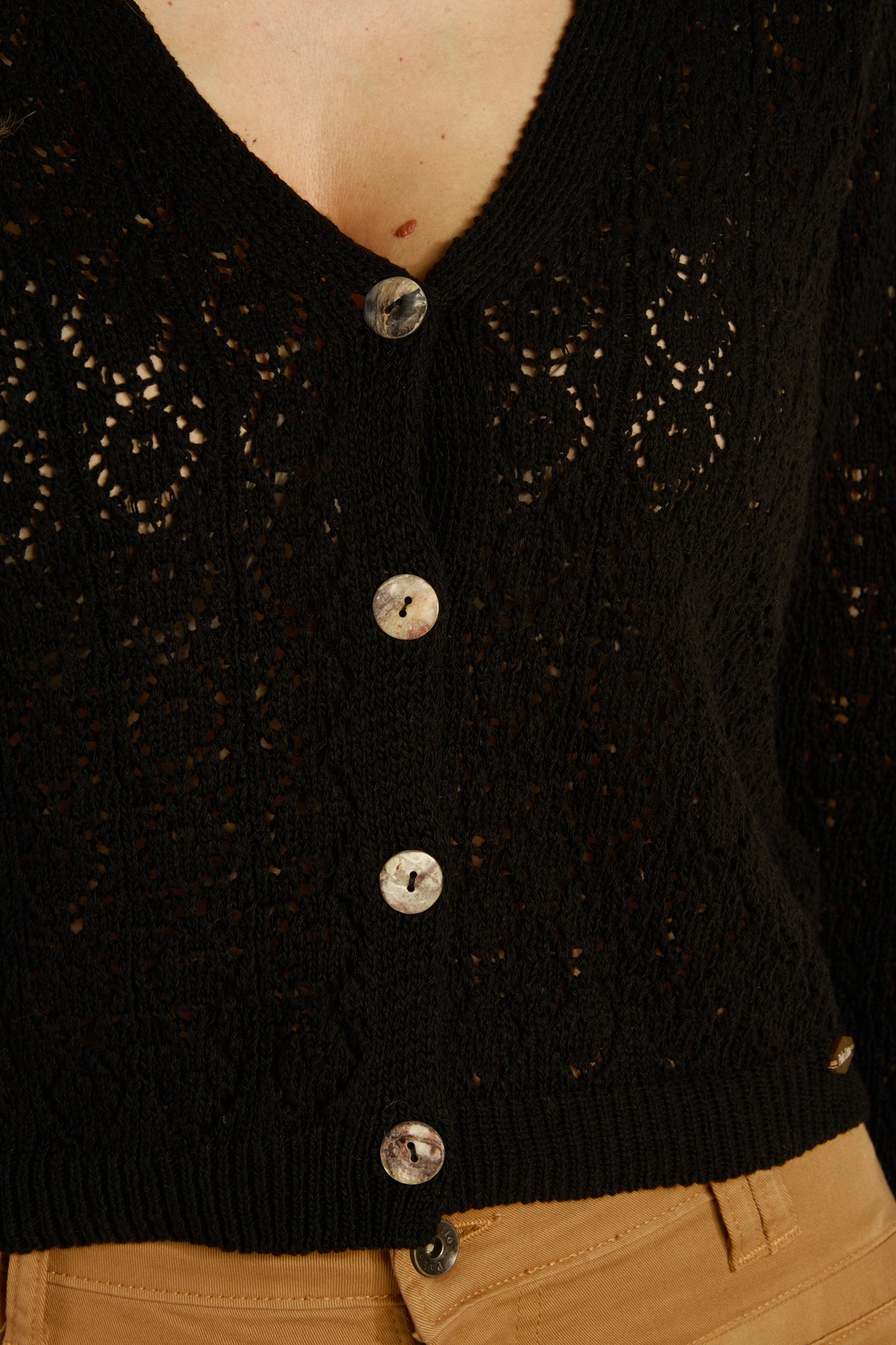 BAROQUE OPENWORK VEST (1633-06) - BLACK