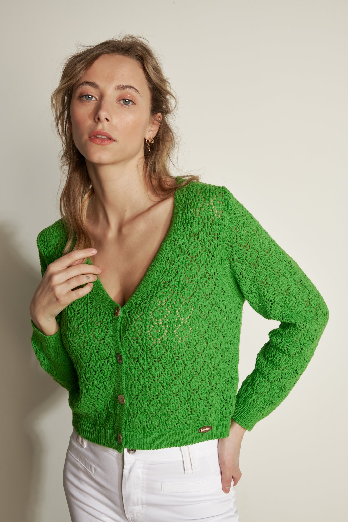 GILET AJOURÉ AGLAÉ VERT