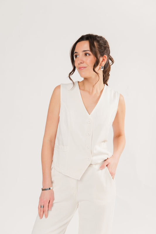 GILET TAILLEUR ÉGLANTINE ÉCRU