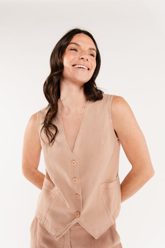 GILET TAILLEUR ÉGLANTINE VIEUX ROSE