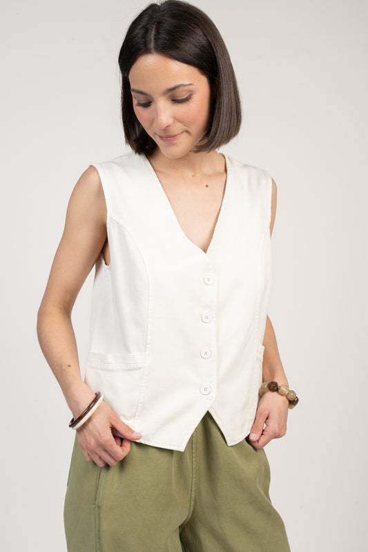 GILET TAILLEUR ÉGLANTINE ÉCRU