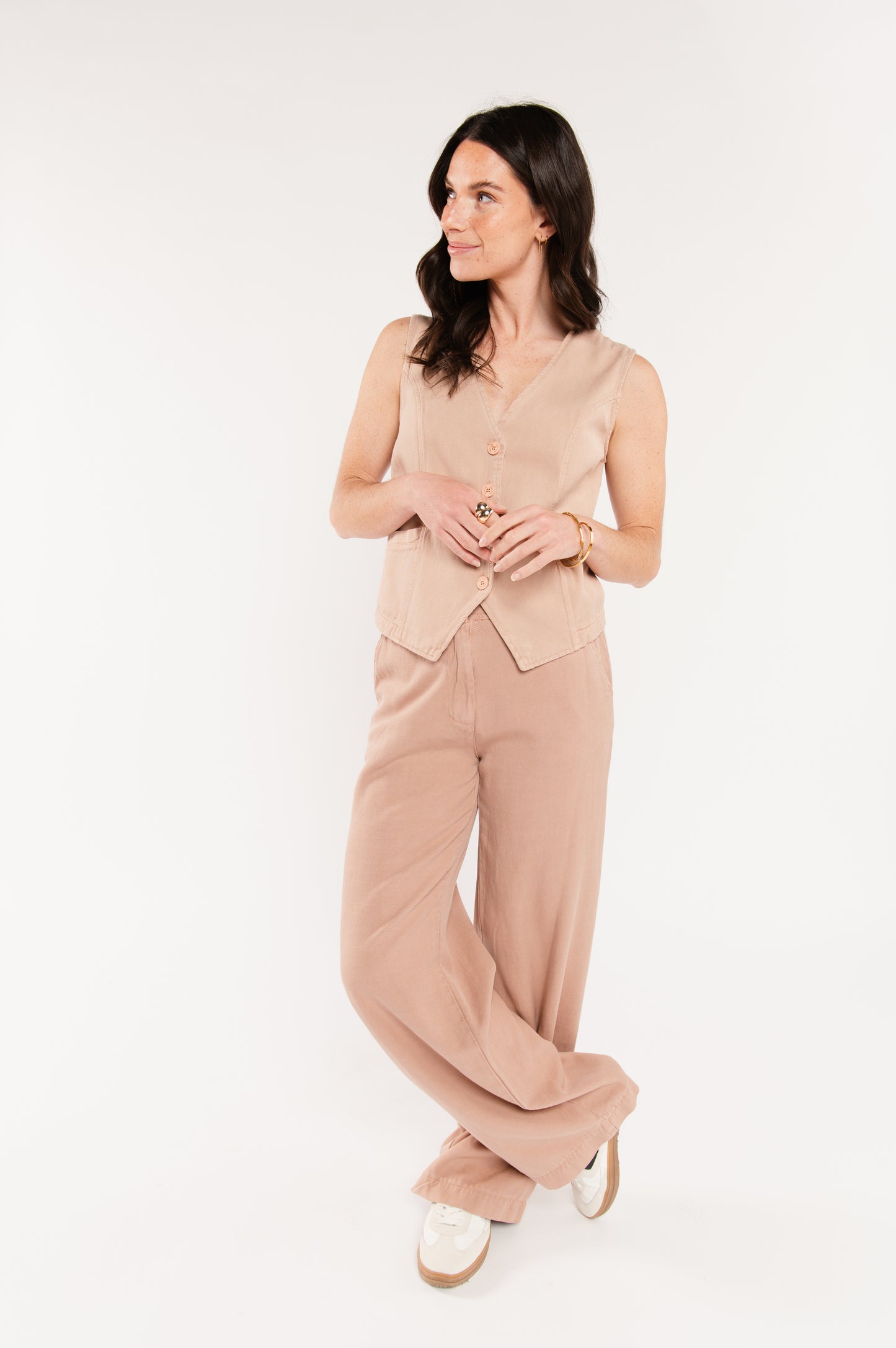 PANTALON ÉVASÉ ESMÉE VIEUX ROSE