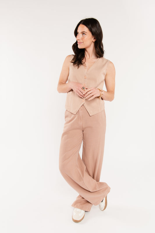 PANTALON ÉVASÉ ESMÉE VIEUX ROSE