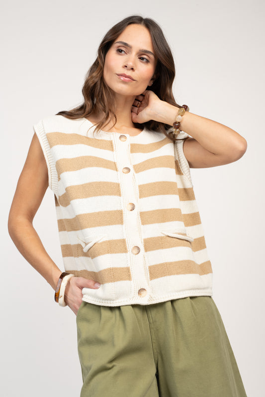 GILET MARINIÈRE EMMANUEL BEIGE