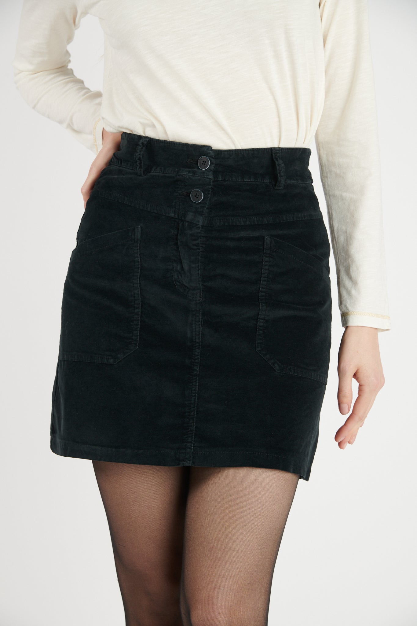 JUPE COURTE VELOURS DAPHNÉ NOIR