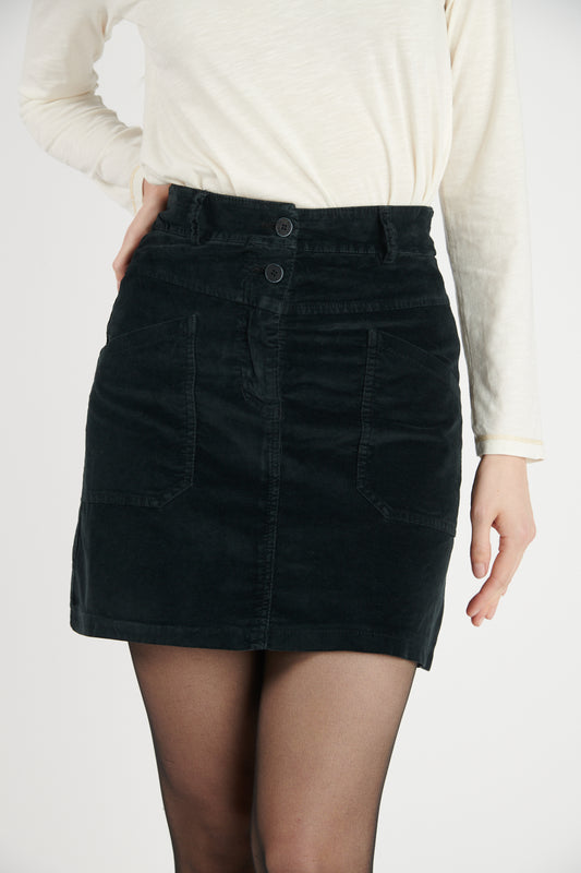 JUPE COURTE VELOURS DAPHNÉ NOIR