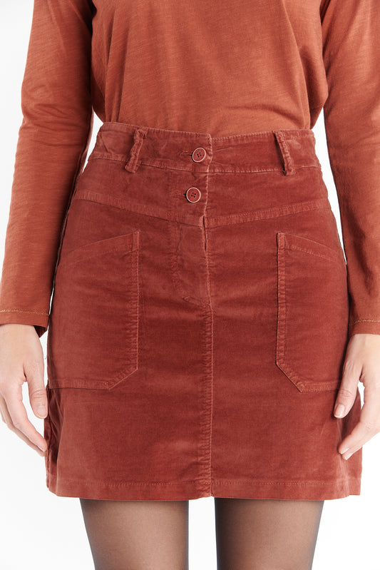 JUPE COURTE VELOURS DAPHNÉ PAPRIKA