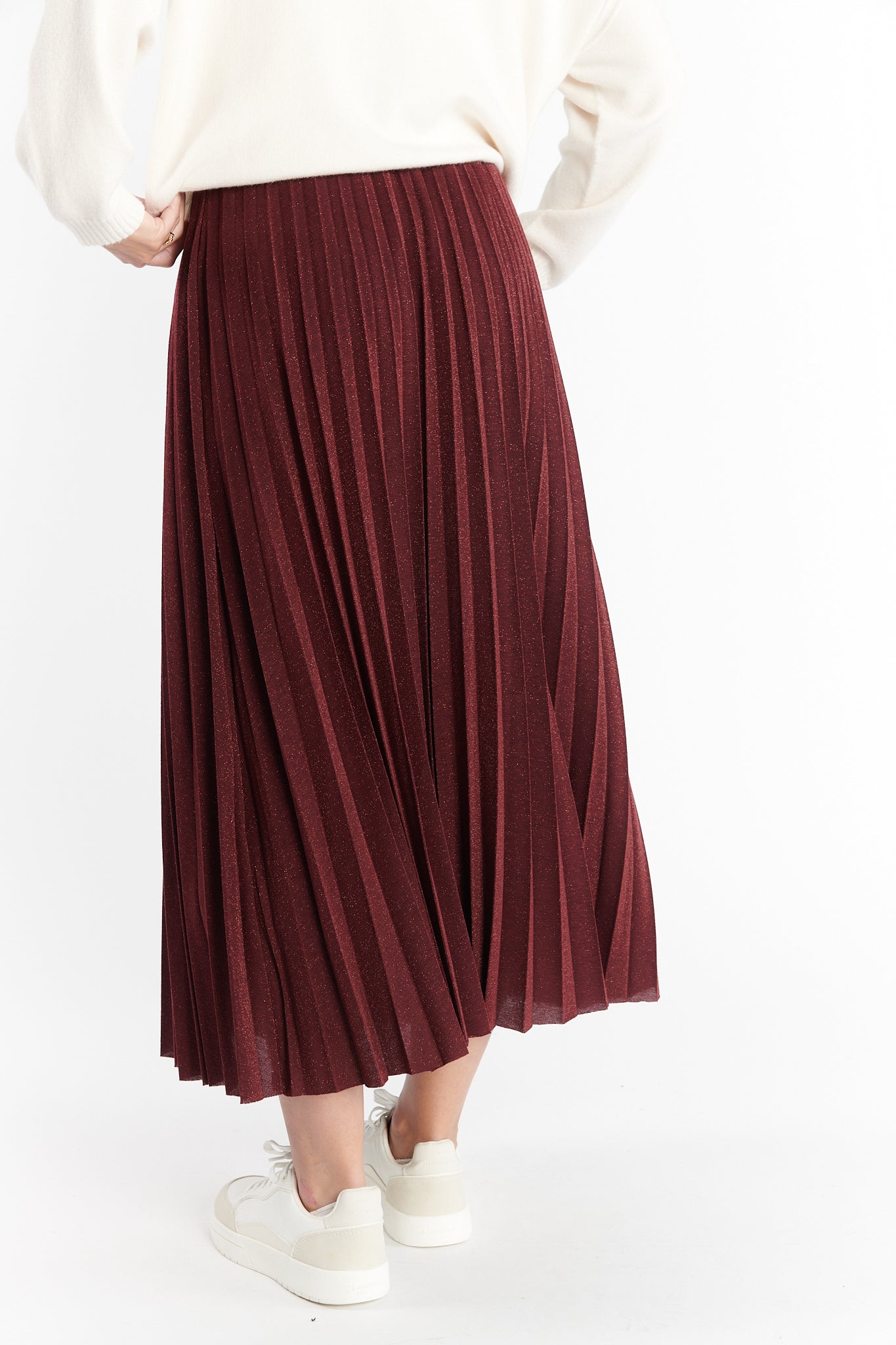 JUPE PLISSÉ PAILLETTE DARYNA BORDEAUX