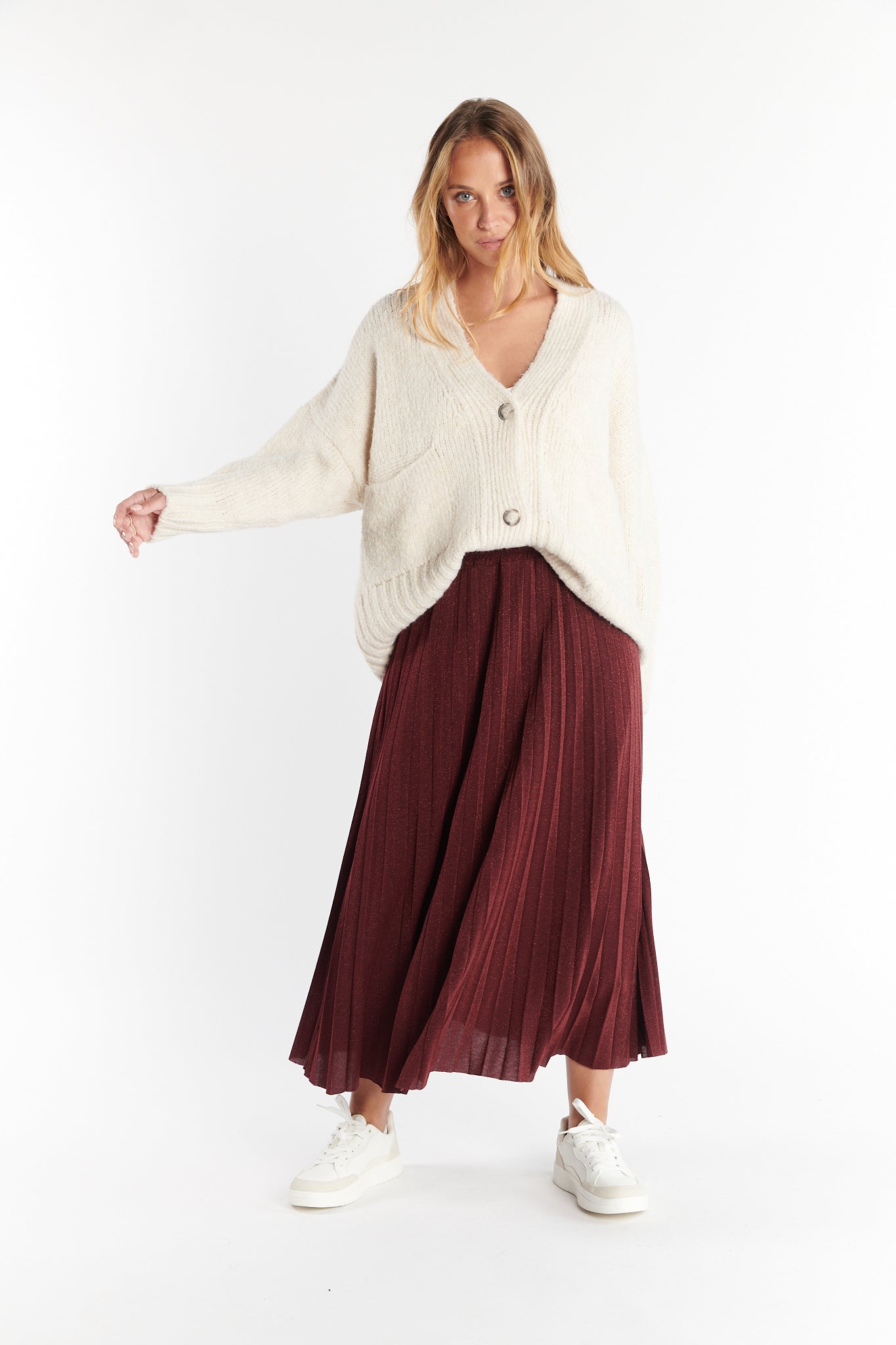 JUPE PLISSÉ PAILLETTE DARYNA BORDEAUX