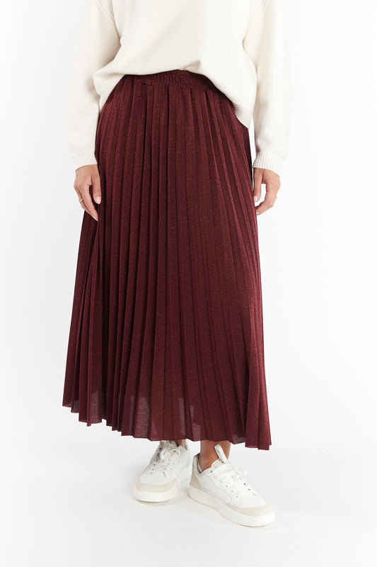 JUPE PLISSÉ PAILLETTE DARYNA BORDEAUX