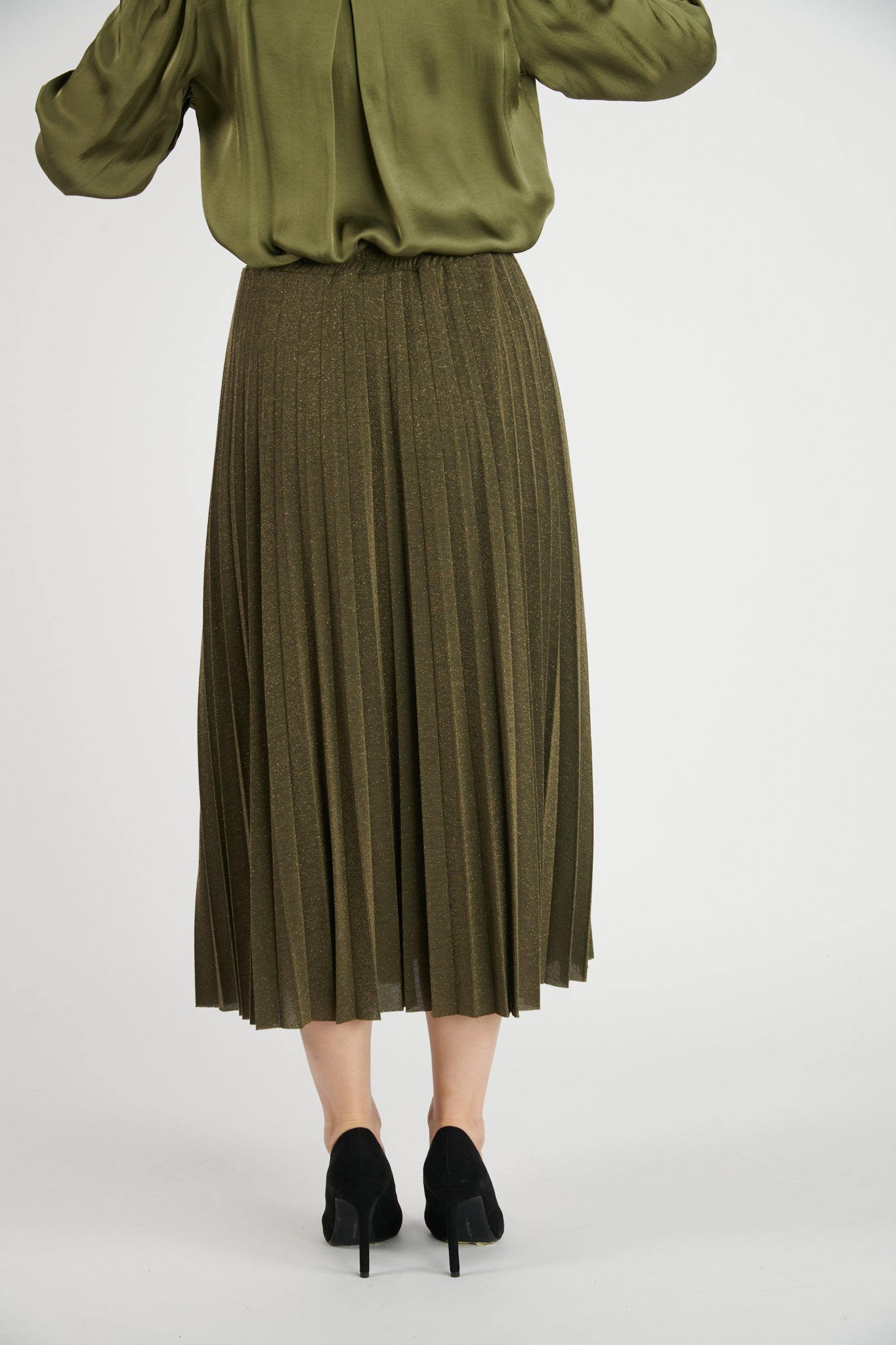 JUPE PLISSÉ PAILLETTE DARYNA KAKI
