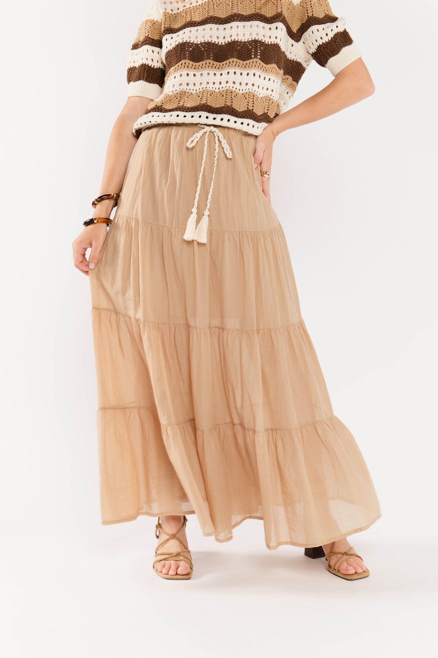 JUPE EN VOILE DE COTON FRANÇOIS BEIGE
