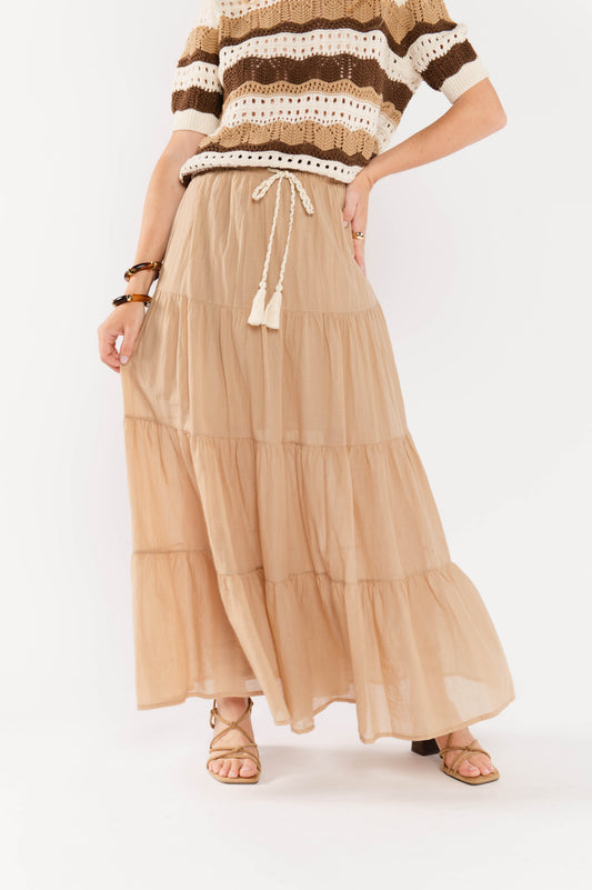 JUPE EN VOILE DE COTON FRANÇOIS BEIGE