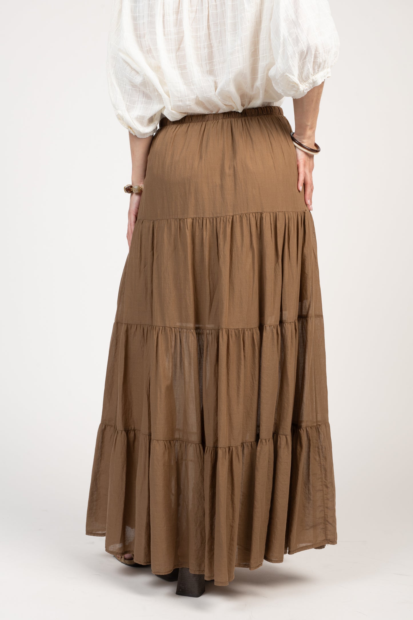 JUPE EN VOILE DE COTON FRANÇOIS MARRON