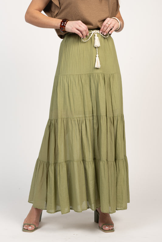 JUPE EN VOILE DE COTON FRANÇOIS VERT