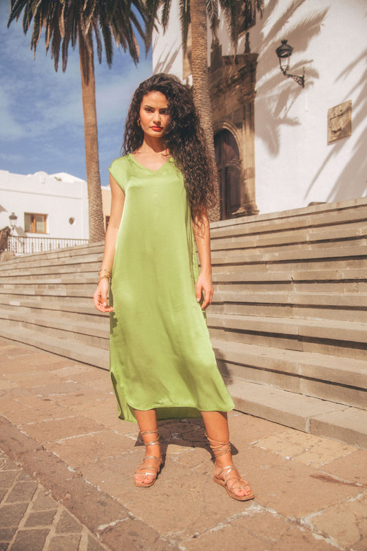 ROBE MIDI ANGÈLE PISTACHE