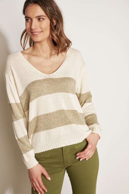 ABY NATURAL GOLD STRIPED SWEATER