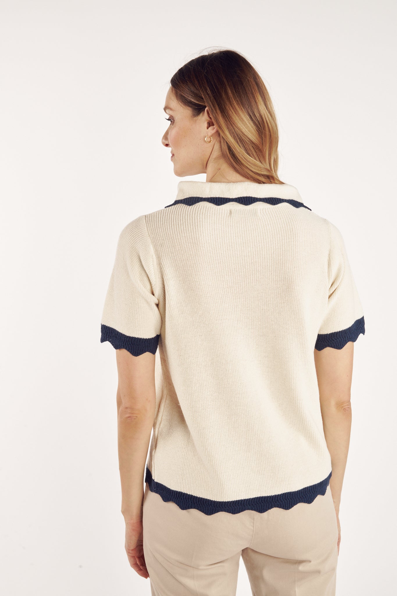 PULL COL POLO CRAIG NATUREL MARINE