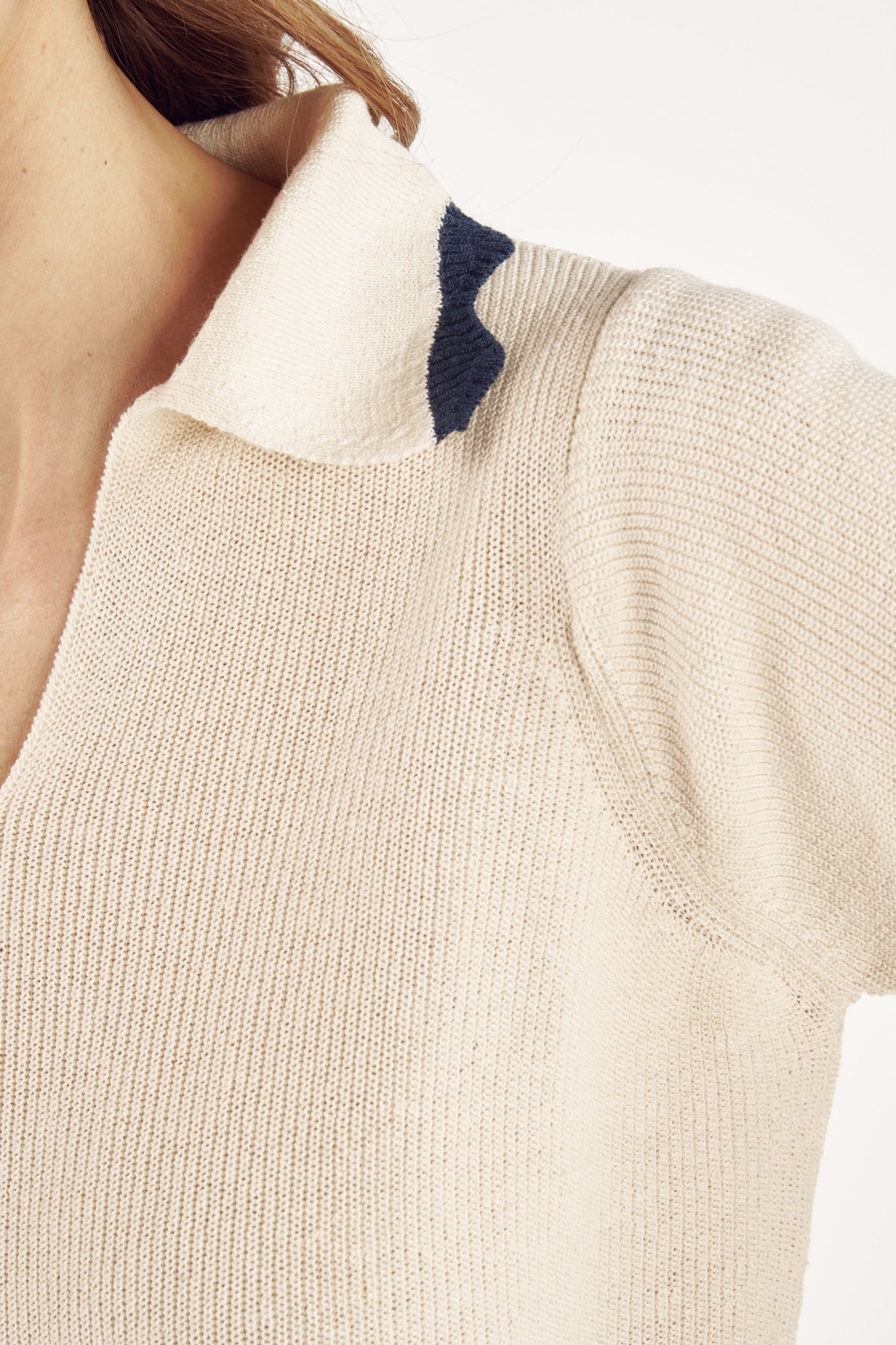PULL COL POLO CRAIG NATUREL MARINE