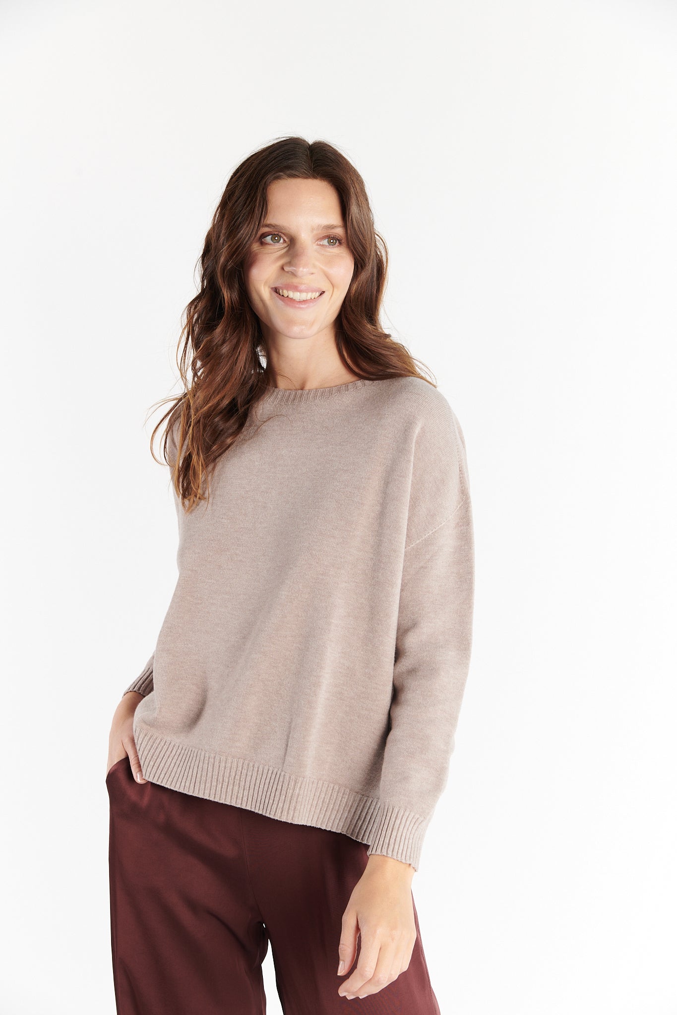 PULL AMPLE COL ROND DORIANE BEIGE