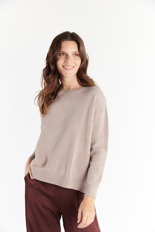PULL AMPLE COL ROND DORIANE BEIGE