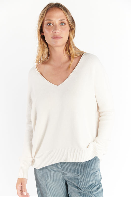 PULL COL V DAN NATUREL