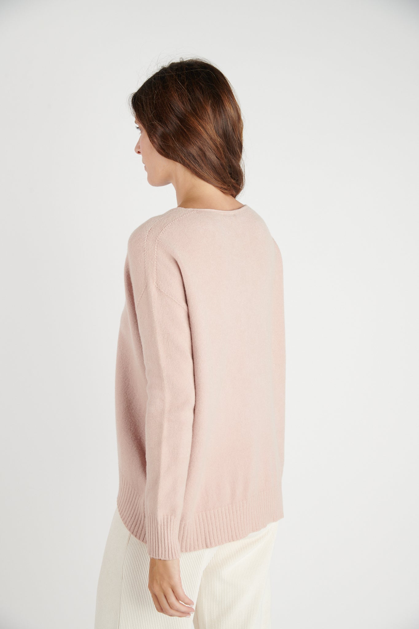 PULL COL V DAN ROSE POUDRE