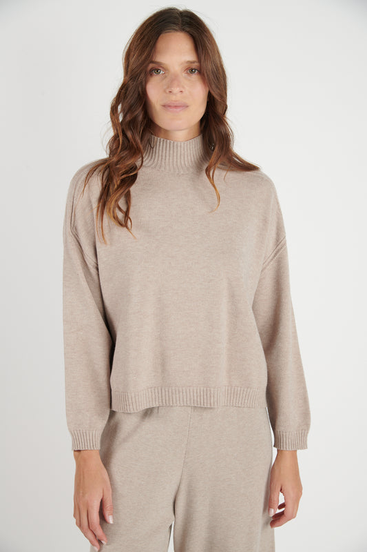 PULL COL CHEMINÉE DENIS BEIGE