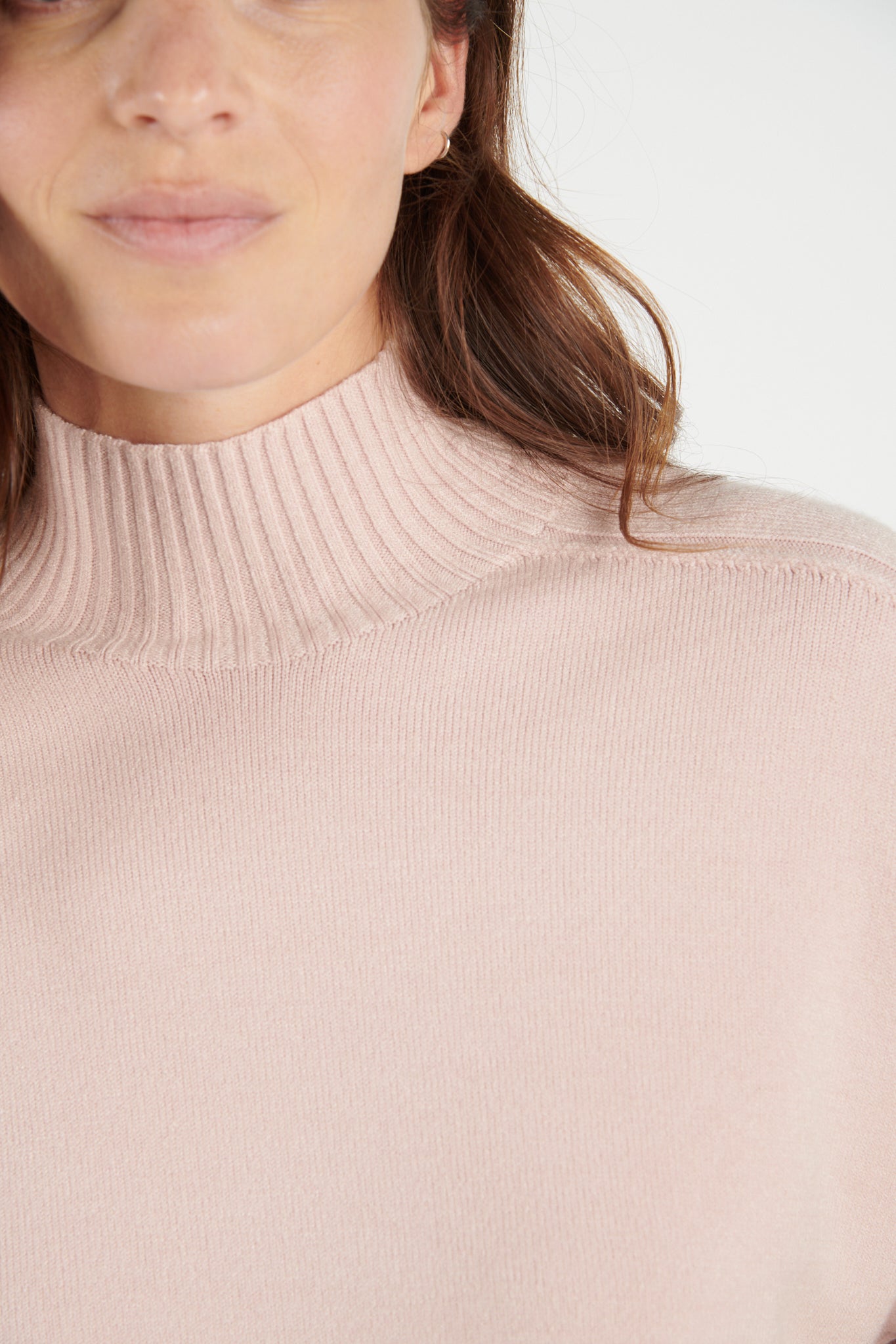 PULL COL CHEMINÉE DENIS ROSE POUDRE