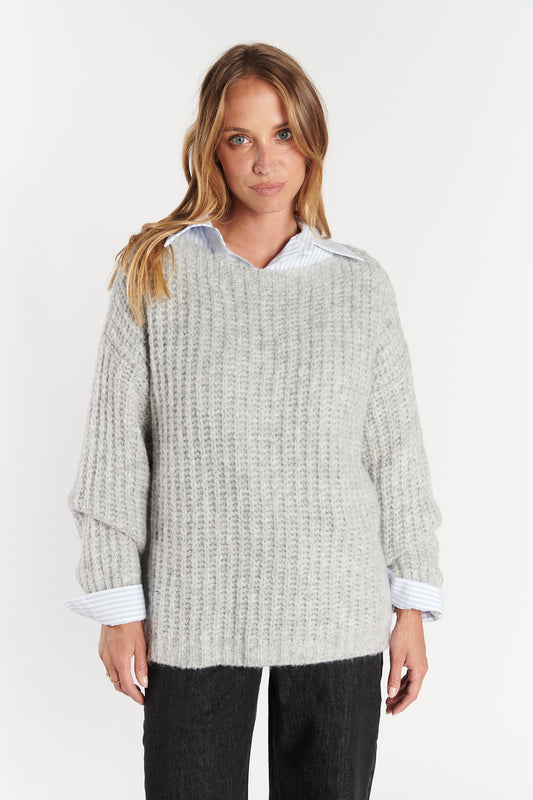 PULL COL BATEAU DANILOU GRIS