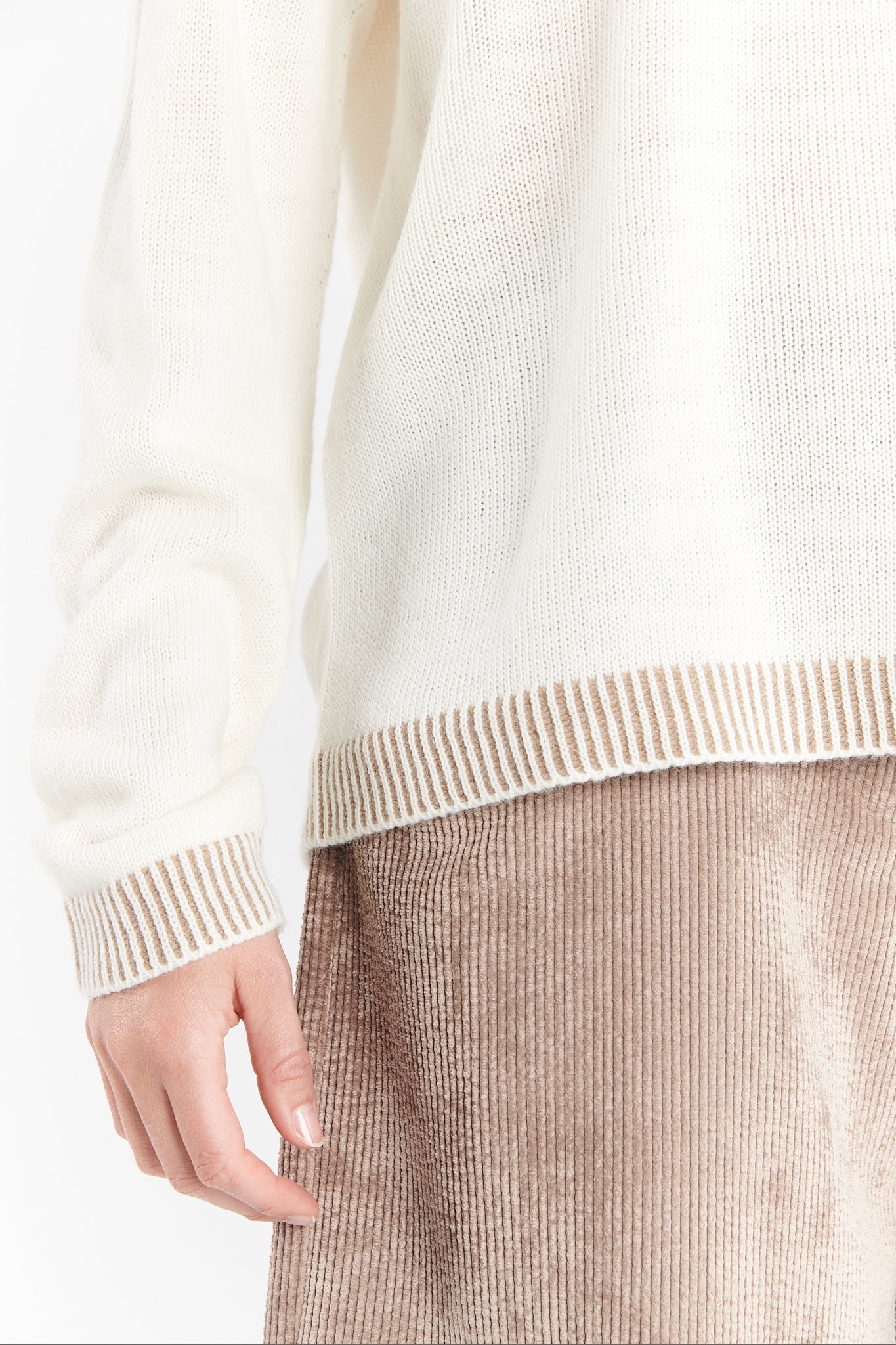 PULL DIEGO BICOLORE NATUREL & TAUPE