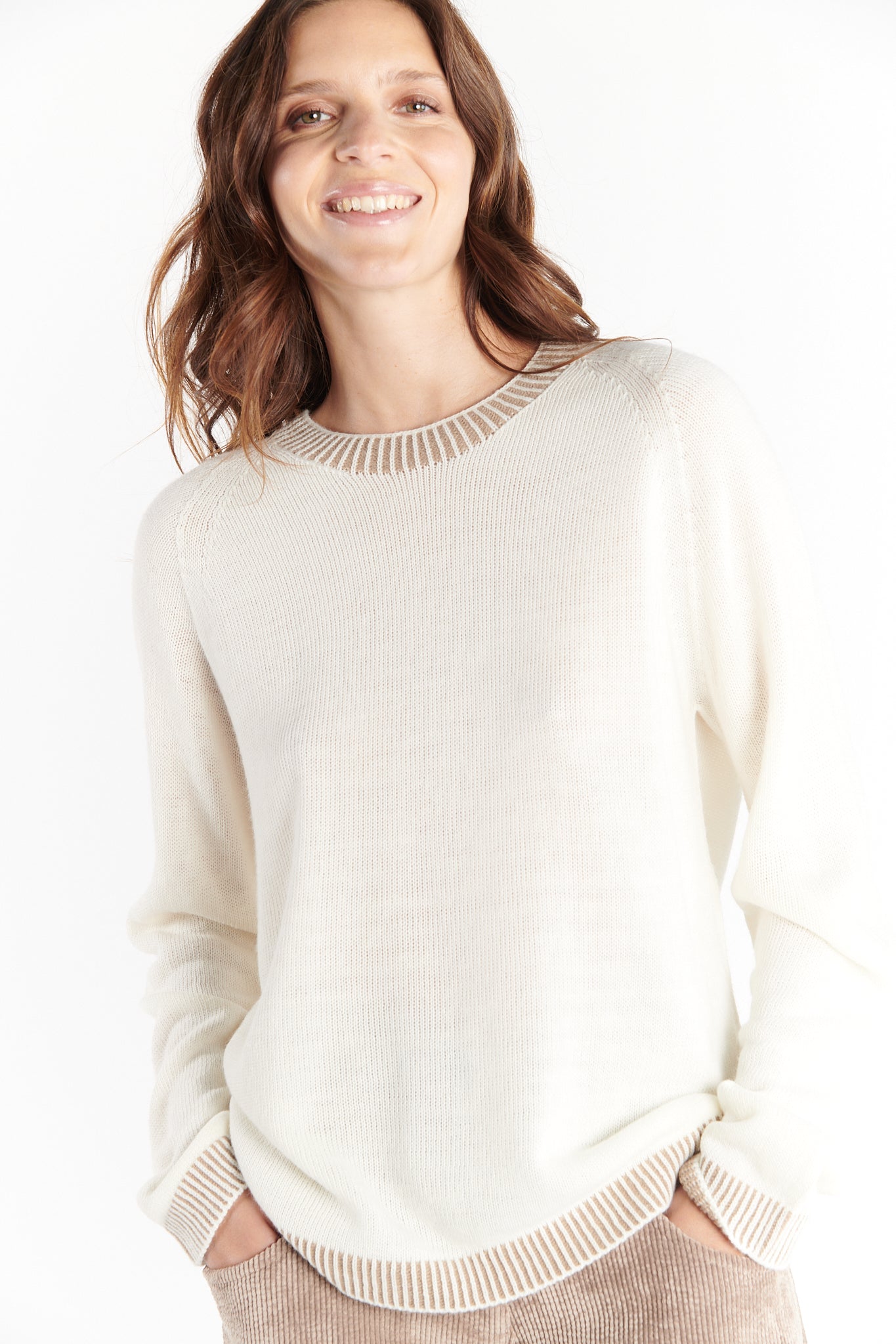 PULL DIEGO BICOLORE NATUREL & TAUPE