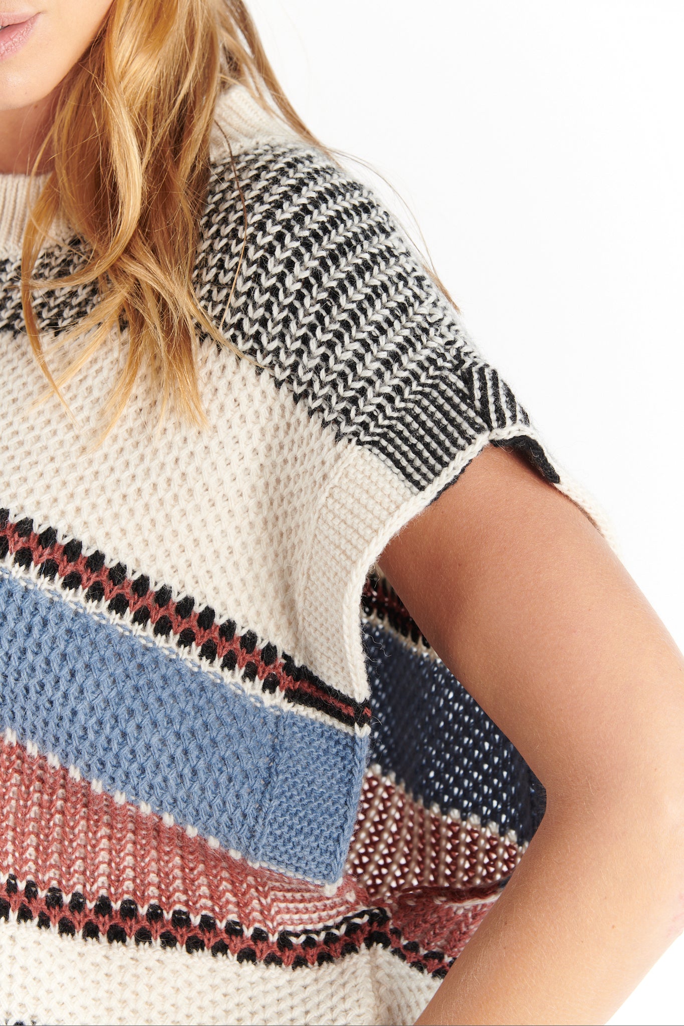 PULL MANCHES COURTES DANAÉ NATUREL DENIM