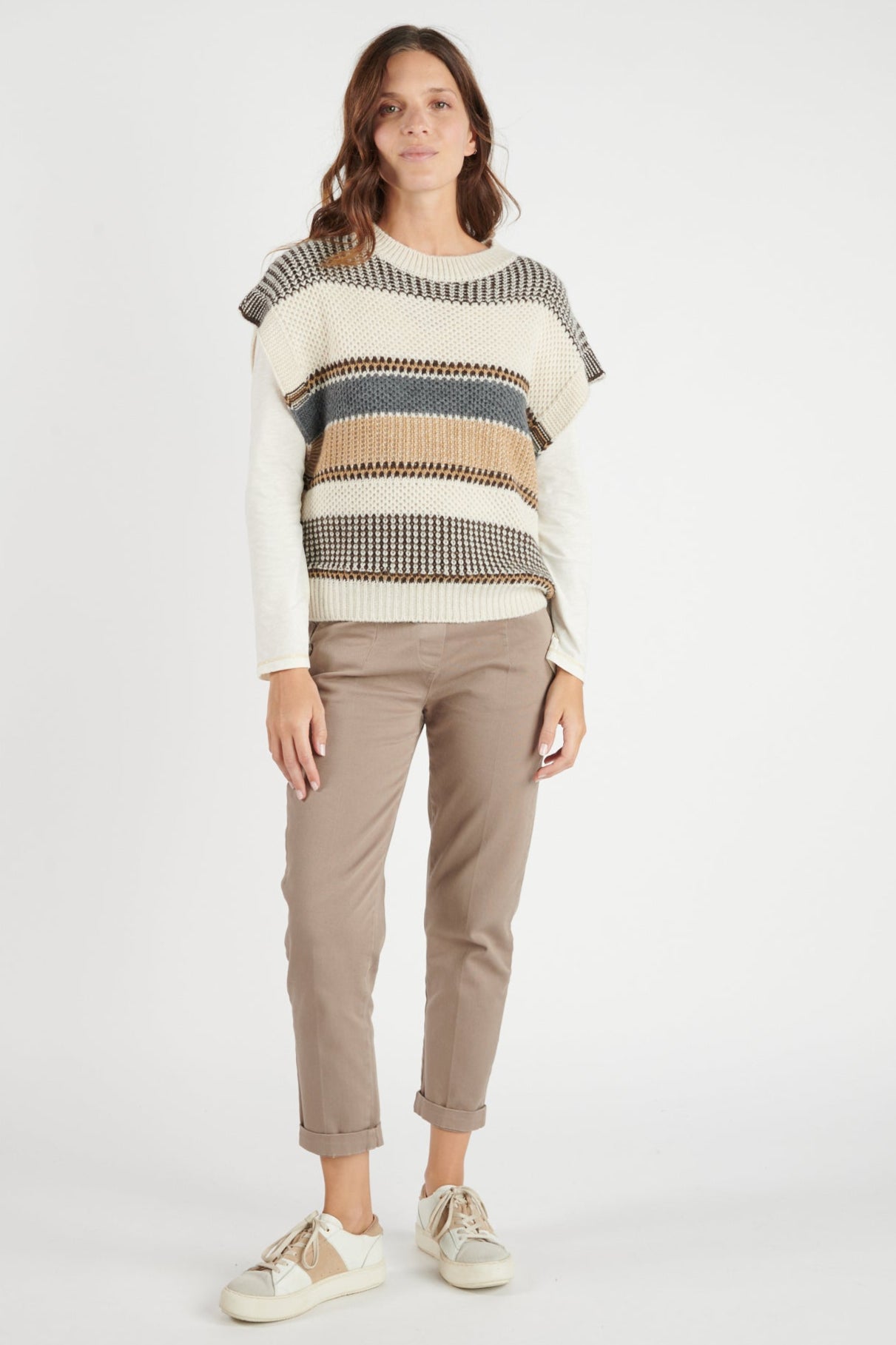 PULL MANCHES COURTES DANAÉ NATUREL GRIS