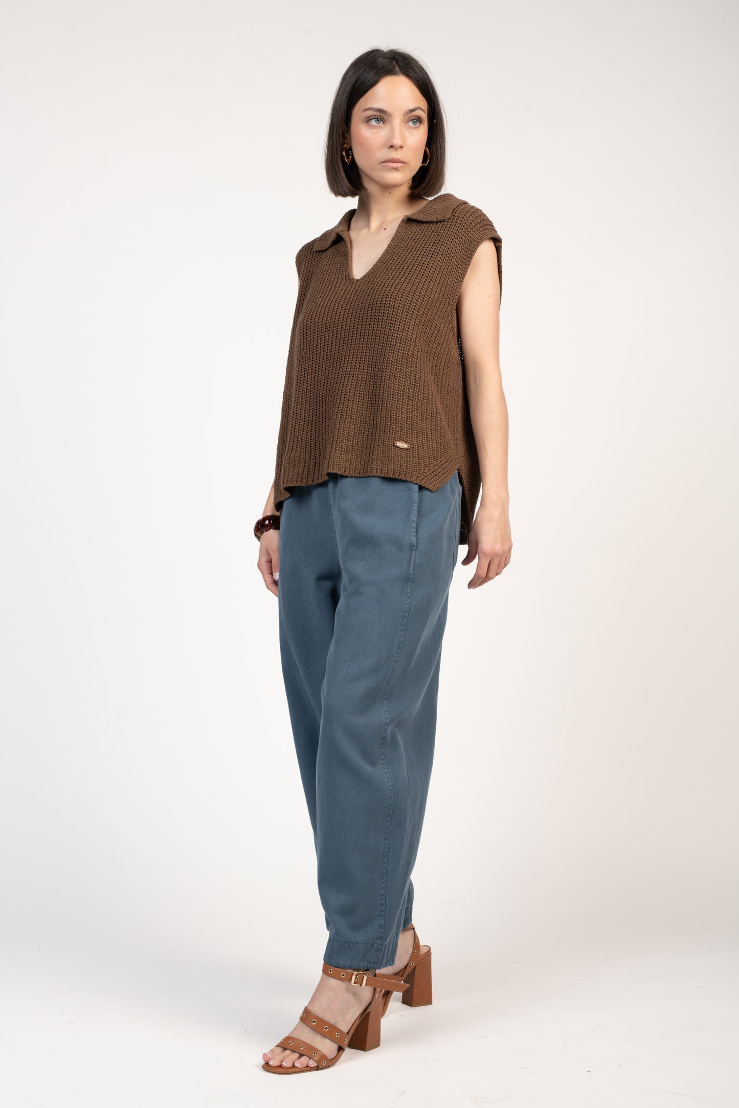 PULL SANS MANCHES ÉLISÉA CHOCOLAT