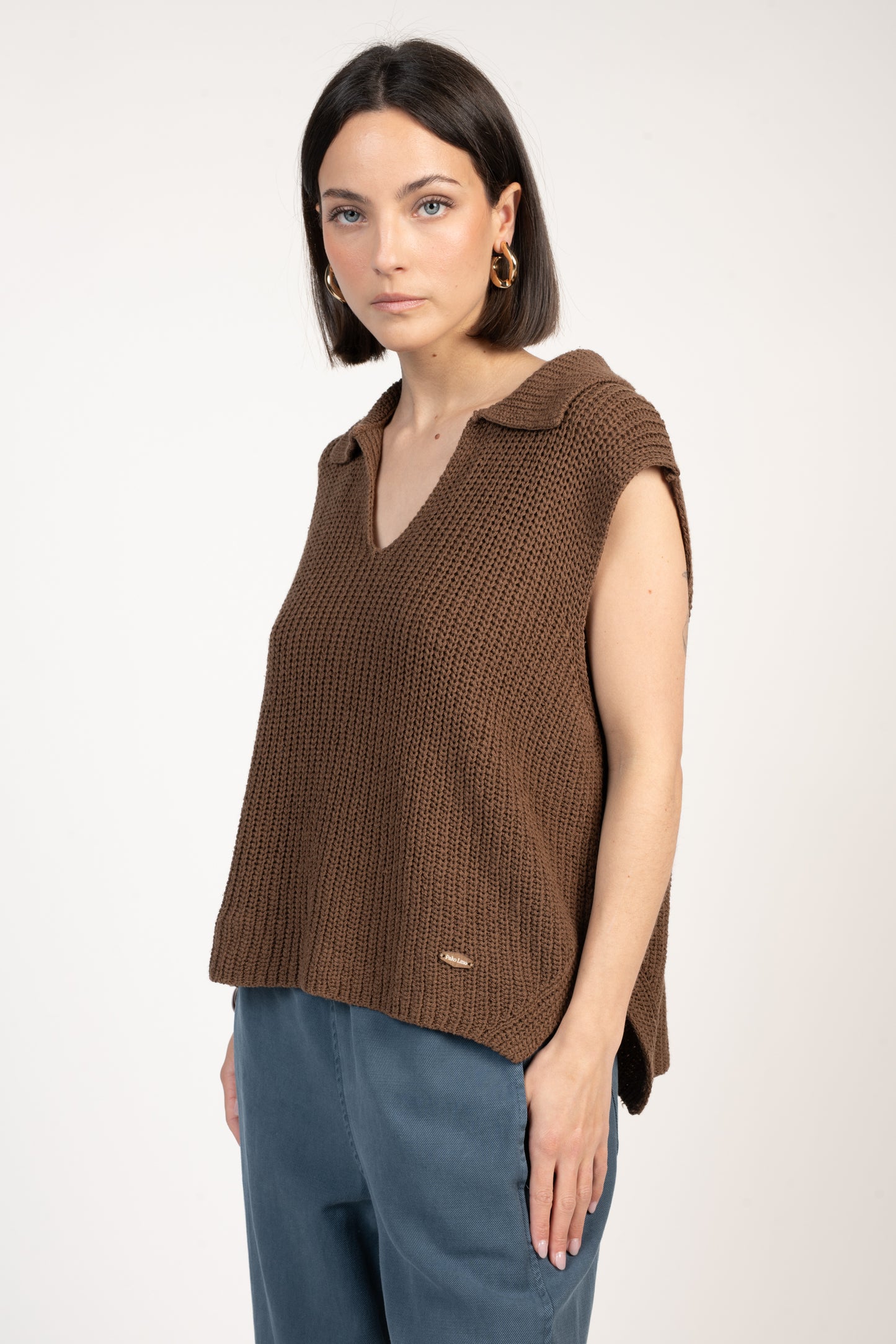 PULL SANS MANCHES ÉLISÉA CHOCOLAT