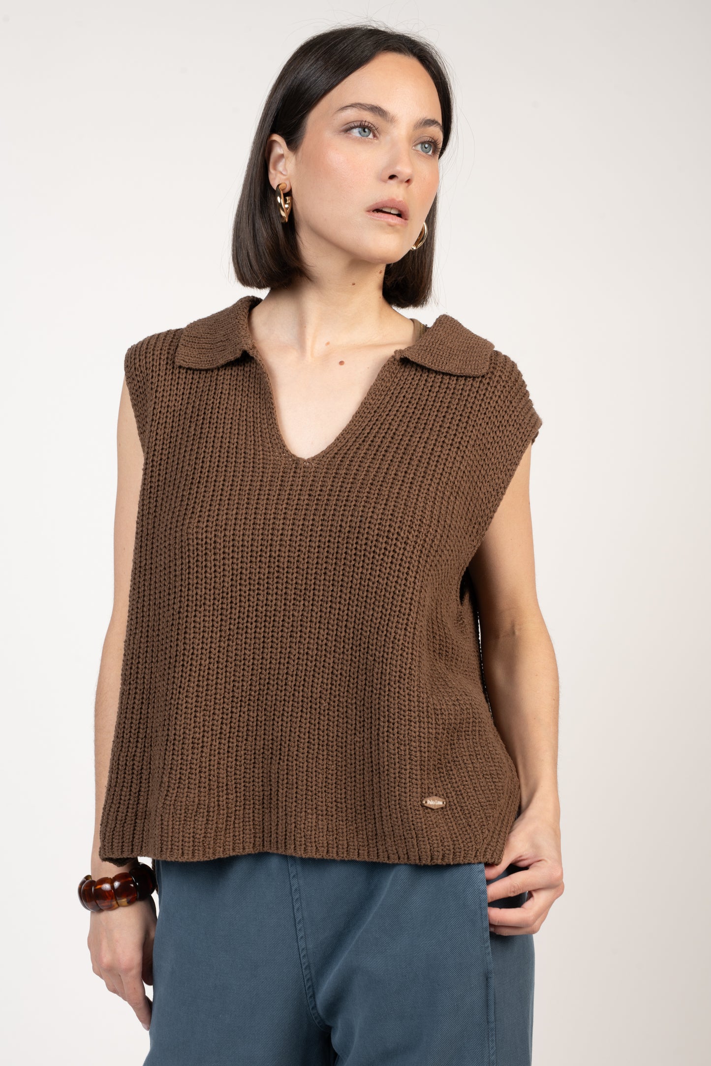 PULL SANS MANCHES ÉLISÉA CHOCOLAT
