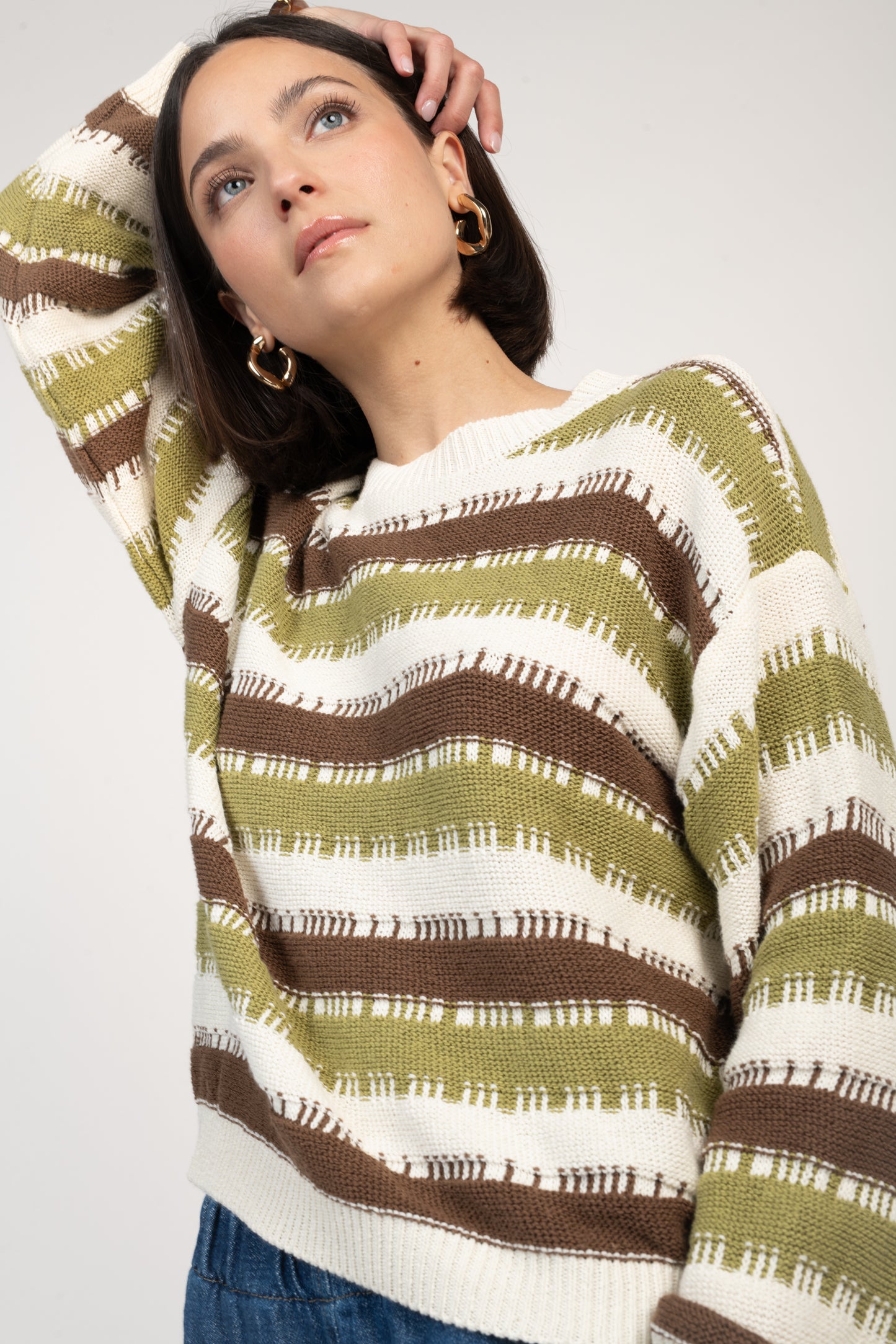 PULL À RAYURES ÉTHAN VERT & CHOCOLAT