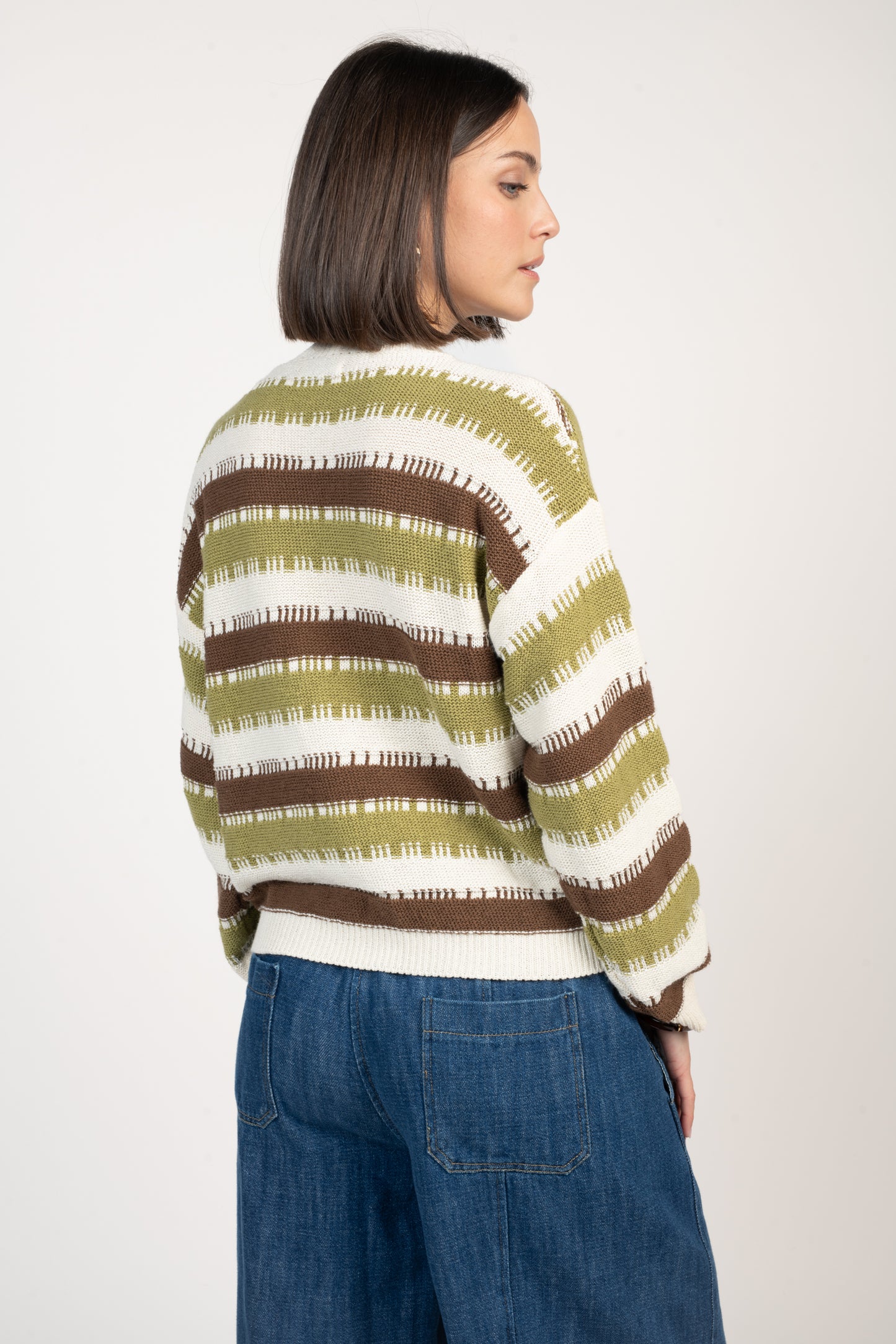 PULL À RAYURES ÉTHAN VERT & CHOCOLAT