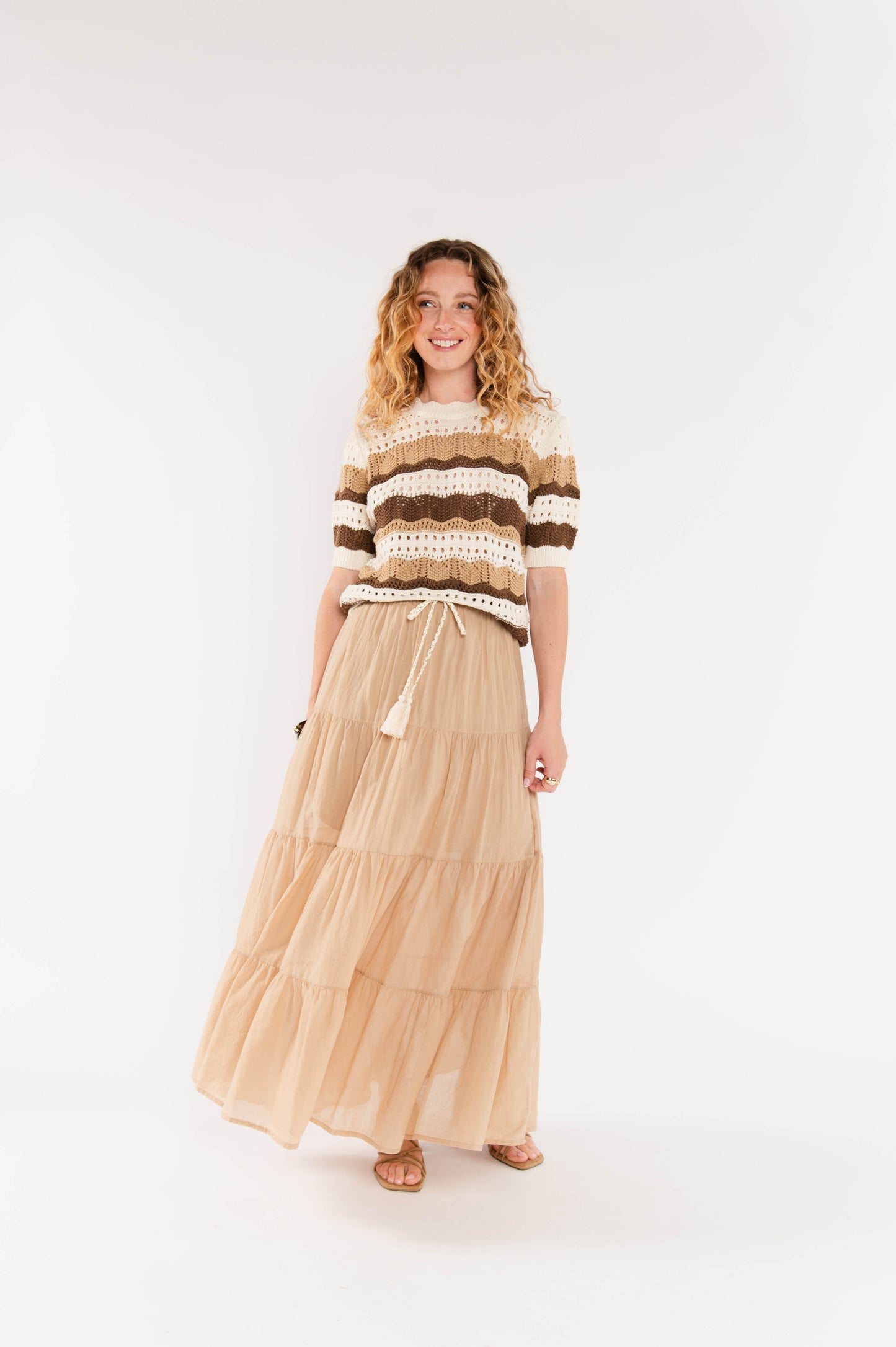 JUPE EN VOILE DE COTON FRANÇOIS BEIGE