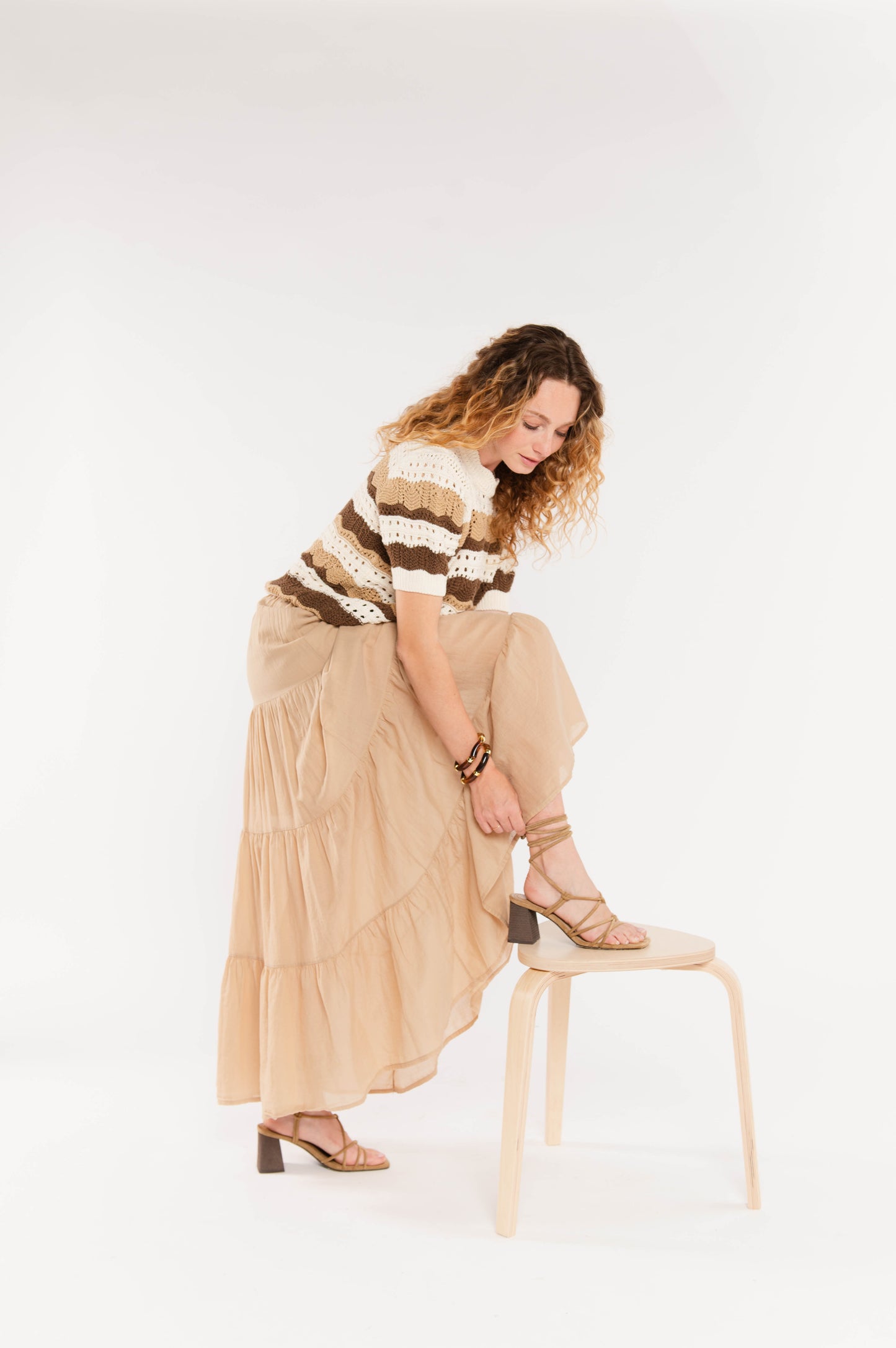 JUPE EN VOILE DE COTON FRANÇOIS BEIGE