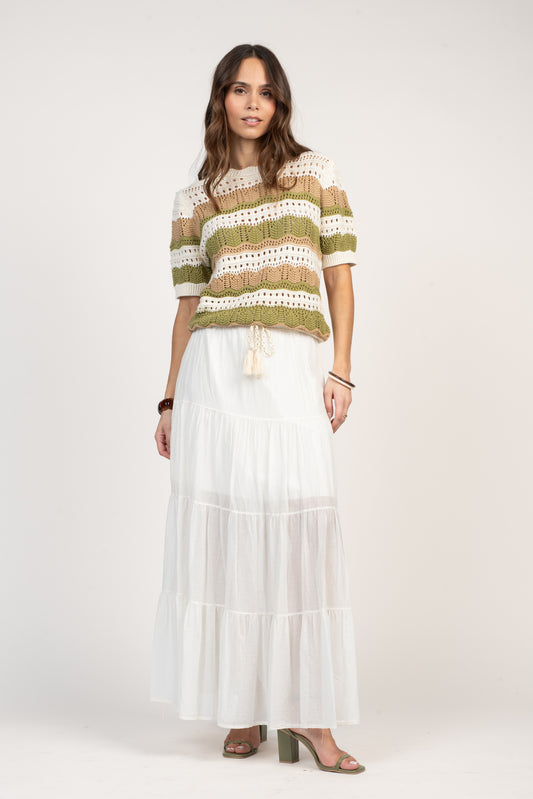 JUPE EN VOILE DE COTON FRANÇOIS ÉCRU