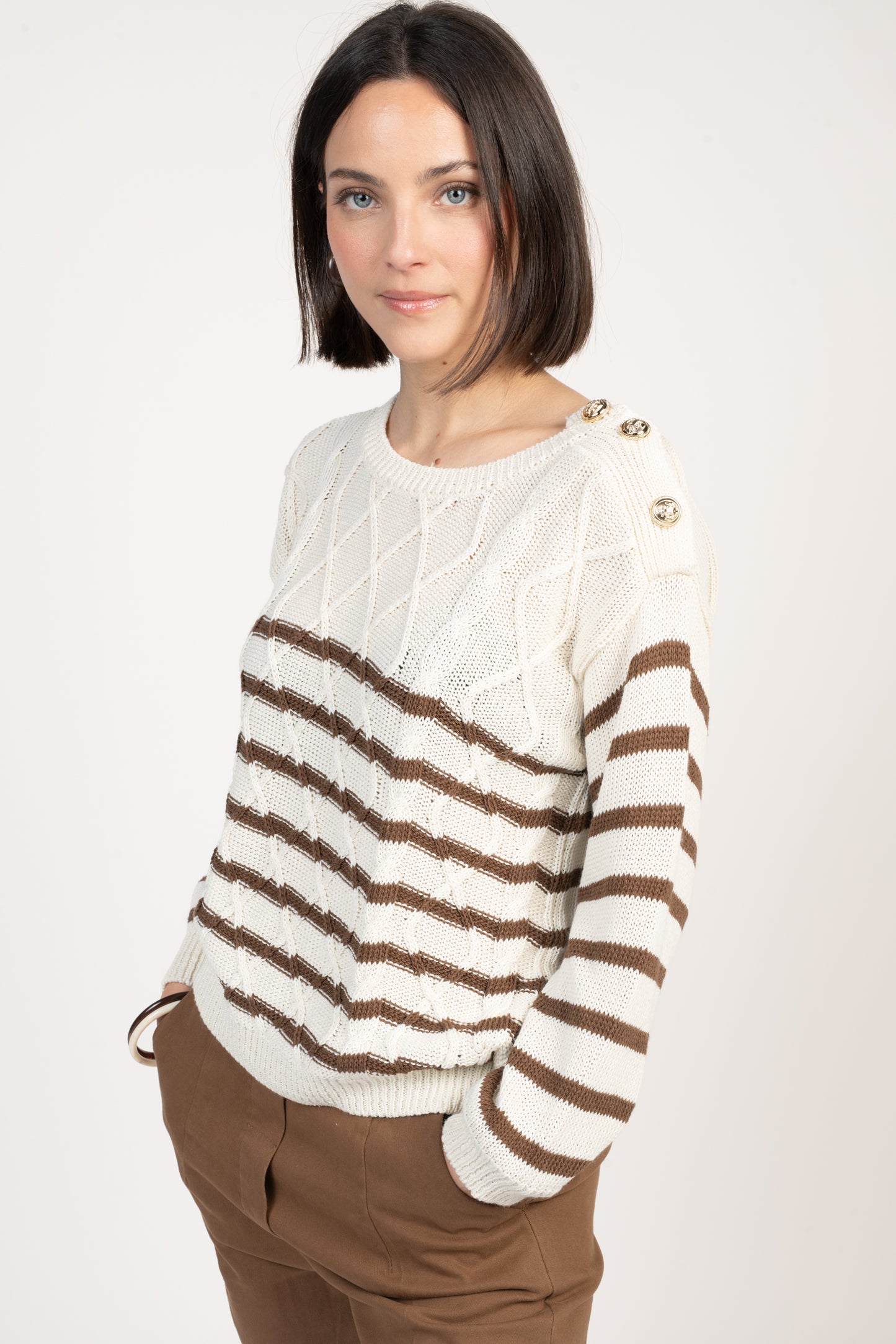 PULL MARINIÈRE FELICITY CHOCOLAT