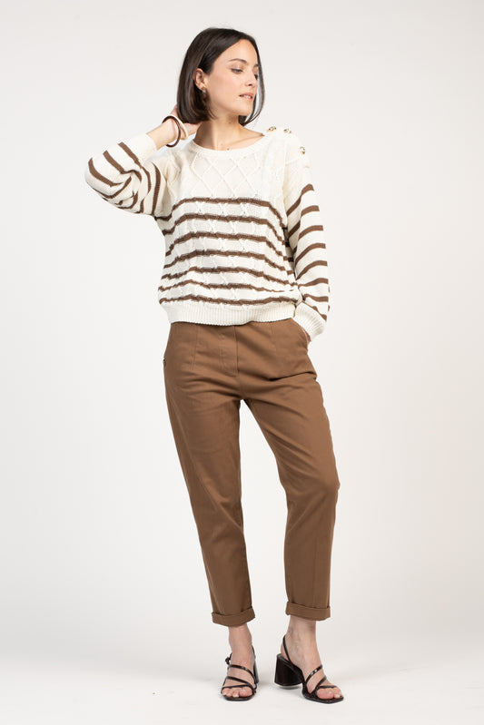 CHINO 7/8ÈME ELIOTT MARRON