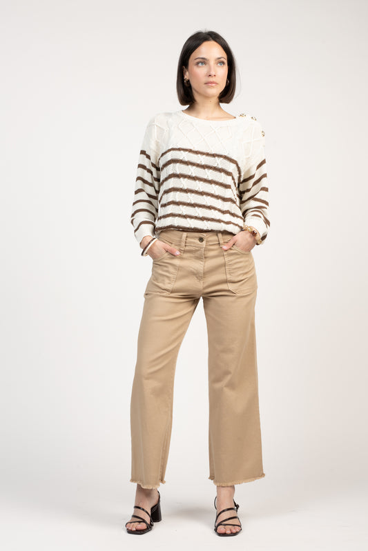 PANTALON ÉVASÉ 7/8ÈME ÉVAN SABLE